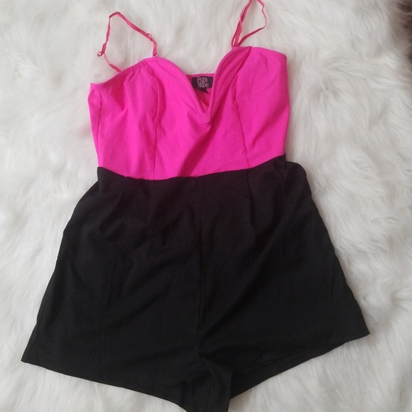 Pure Hype Color Block Pink and Black Romper - Picture 6 of 8